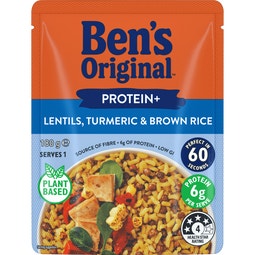 Ben’s Original Protein+ Lentils, Turmeric & Brown Microwave Rice Pouch 180g image