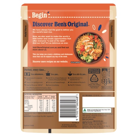 BEN'S ORIGINAL Brown Microwave Rice Pouch 250g