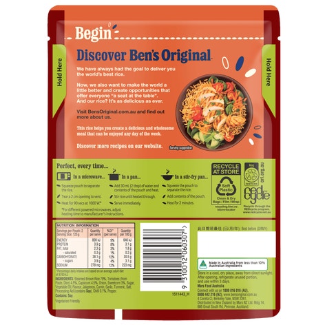 BEN'S ORIGINAL Mexican Style Brown Microwave Rice Pouch 250g
