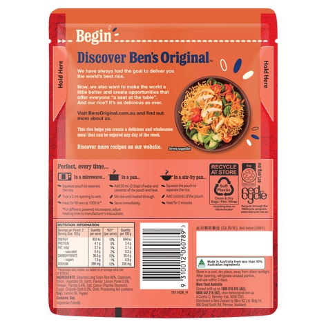 BEN'S ORIGINAL Peri Peri Microwave Rice Pouch 240g