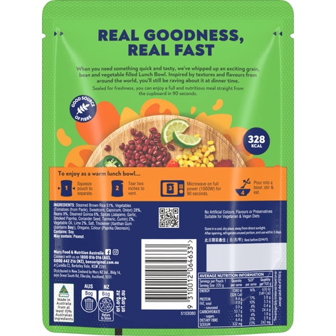 Ben's Original Lunch Bowl Mexican Style Bean & Corn 220g