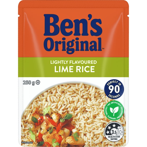 BEN'S ORIGINAL Lightly Flavoured Lime Microwave Rice Pouch 250g