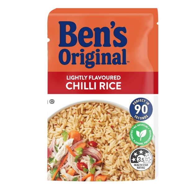 BEN'S ORIGINAL Lightly Flavoured Chilli Microwave Rice Pouch 250g