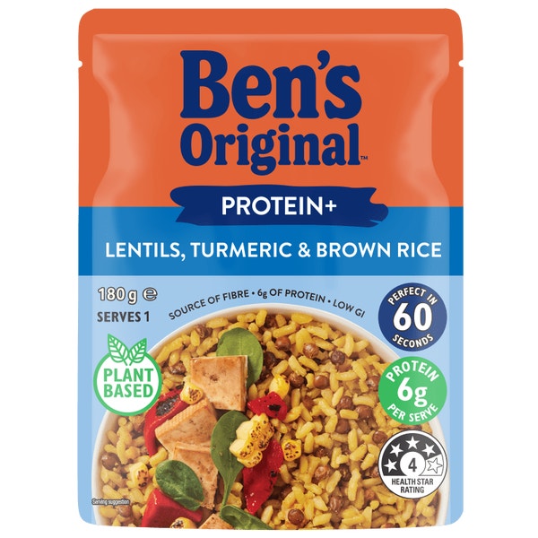 Ben’s Original Protein+ Lentils, Turmeric & Brown Microwave Rice Pouch