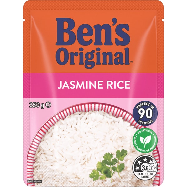 BEN'S ORIGINAL Plain Jasmine Microwave Rice Pouch 250g