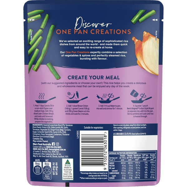 Ben's Original One Pan Indian Style Biryani Rice 250g