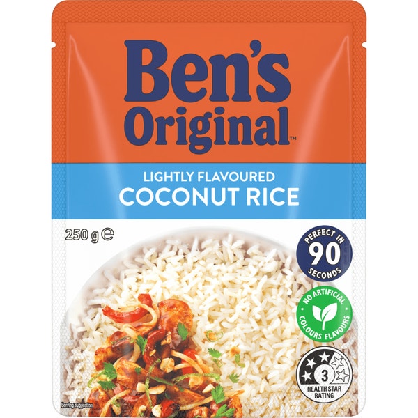 BEN'S ORIGINAL Lightly Flavoured Coconut Microwave Rice Pouch 250g