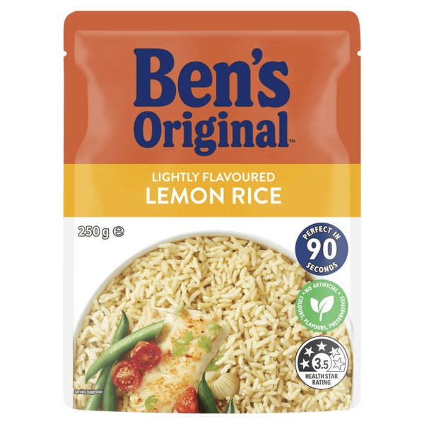 BEN'S ORIGINAL Lightly Flavoured Lemon Microwave Rice Pouch  250g