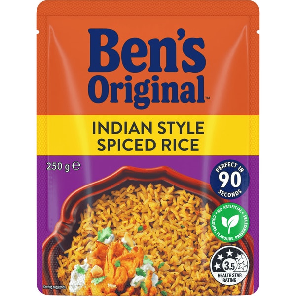 BEN'S ORIGINAL Indian Style Spiced Microwave Rice Pouch 250g